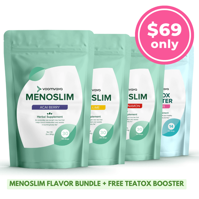 LIMITED TIME OFFER: 3 MORE Pouches of MenoSlim tea + 1 FREE TeaTox Booster